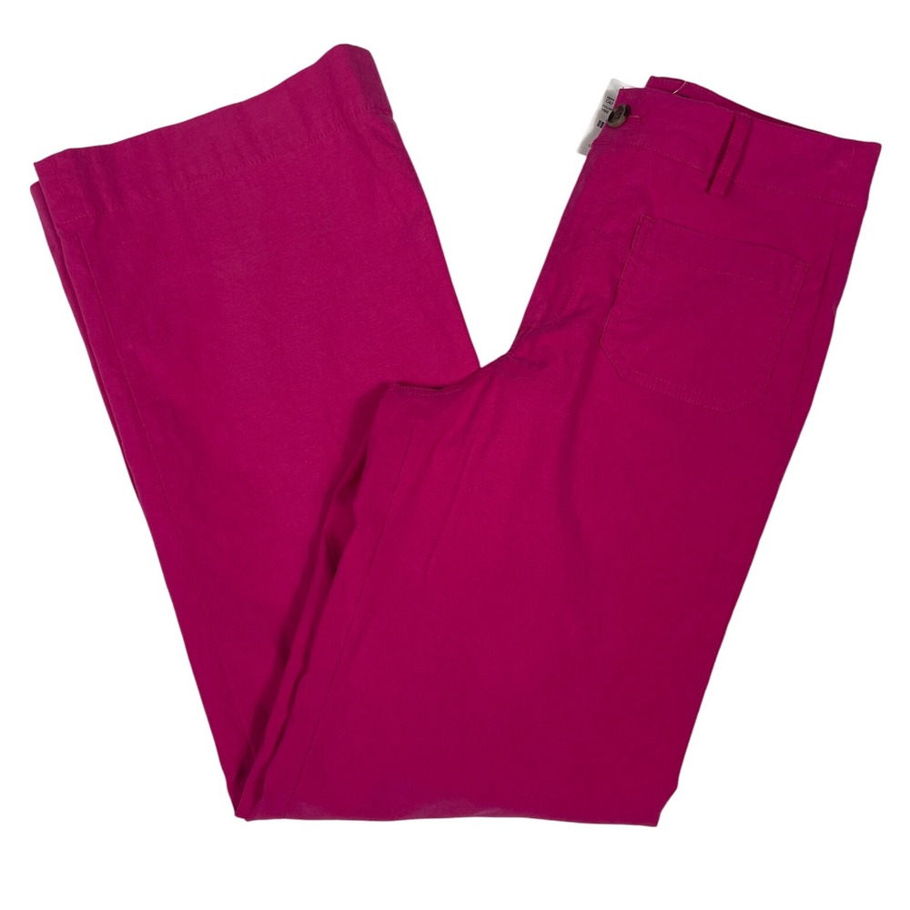 NWT 💕 J. Crew Women's Size 24 Wide-Leg Pants Pink Cotton/Linen Blend‎ 10.5 Rise